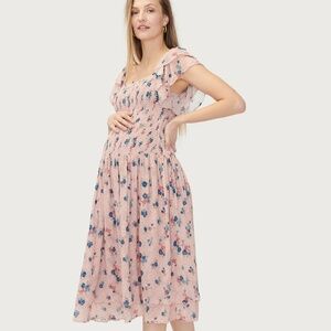 HATCH “Cosette” maternity Spring Bloom flutter sleeves smocked floral dress